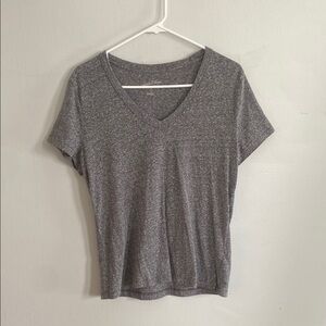 Gray V-Neck Women's Top